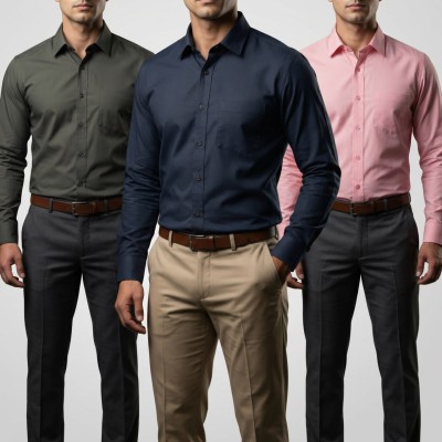 Premium Casual Full Sleeve Solid Shirt - 3 pcs